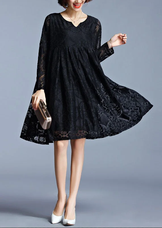 Handmade Black Hollow Out Lace Summer Vacation Dresses Lace Dress Fashion