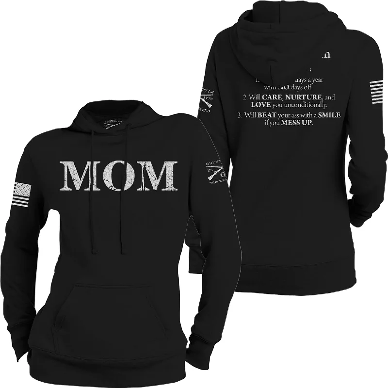 Grunt Style Women's Mom Defined Pullover Hoodie - Black Printed Hooded Sweatshirts