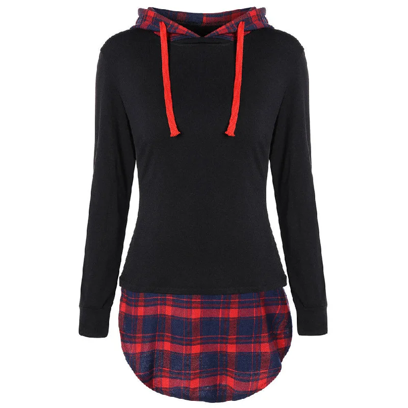 Women Casual Hoodies Sweatshirts Mujer plaid Long Sleeve Pullovers Oversized Hoodies for Women