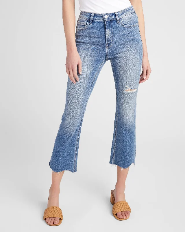 High Rise Kick Flare with Uneven Hem