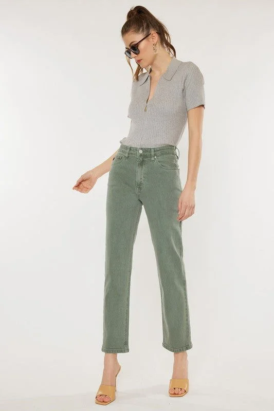 Kan Can USA Ultra High Rise 90's Olive Straight Jeans