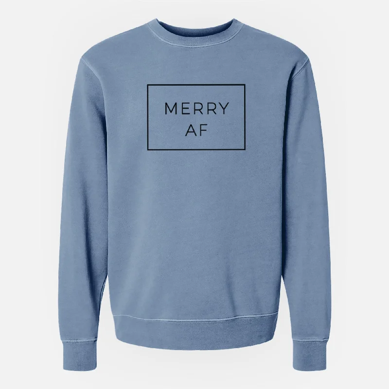 Merry AF Boxed - Unisex Pigment Dyed Crew Sweatshirt Modern Hoodie Sweatshirt