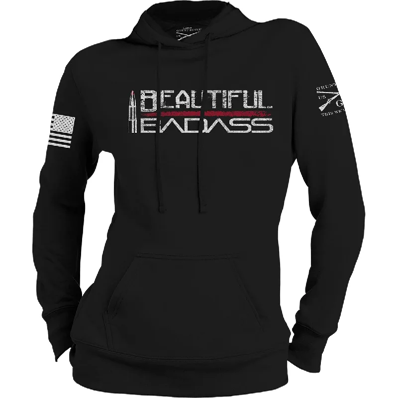 Grunt Style Women's Beautiful Badass Pullover Hoodie - Black Soft Hooded Sweatshirt