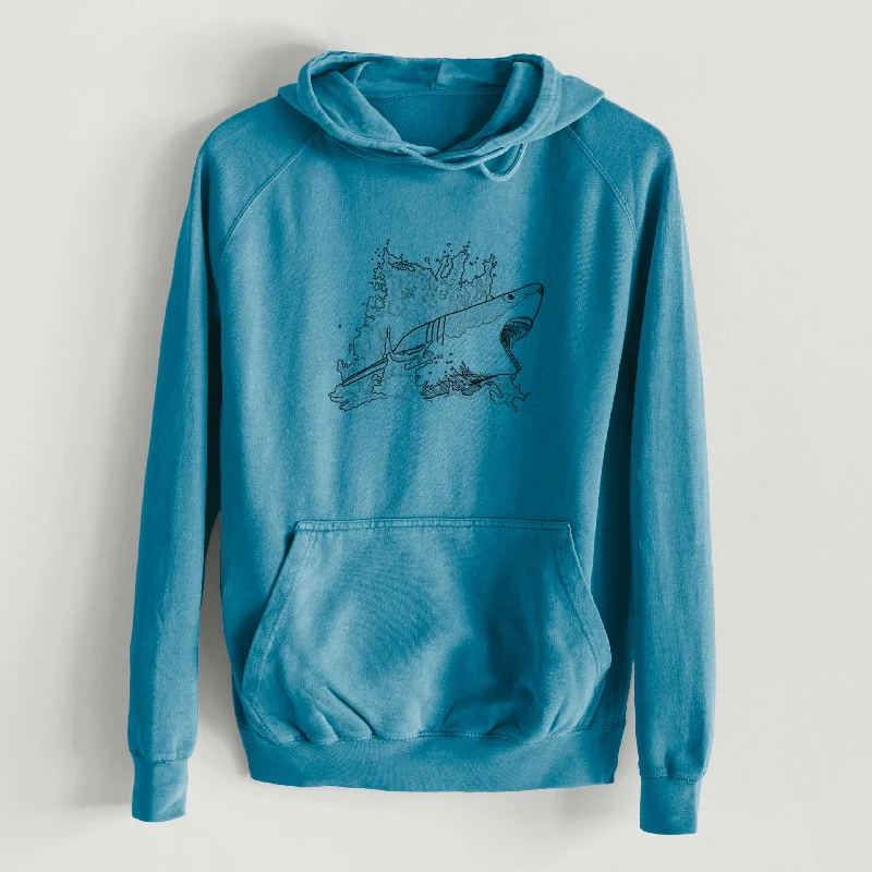 Great White Shark in Water  - Mid-Weight Unisex Vintage 100% Cotton Hoodie Street Style Hoodies