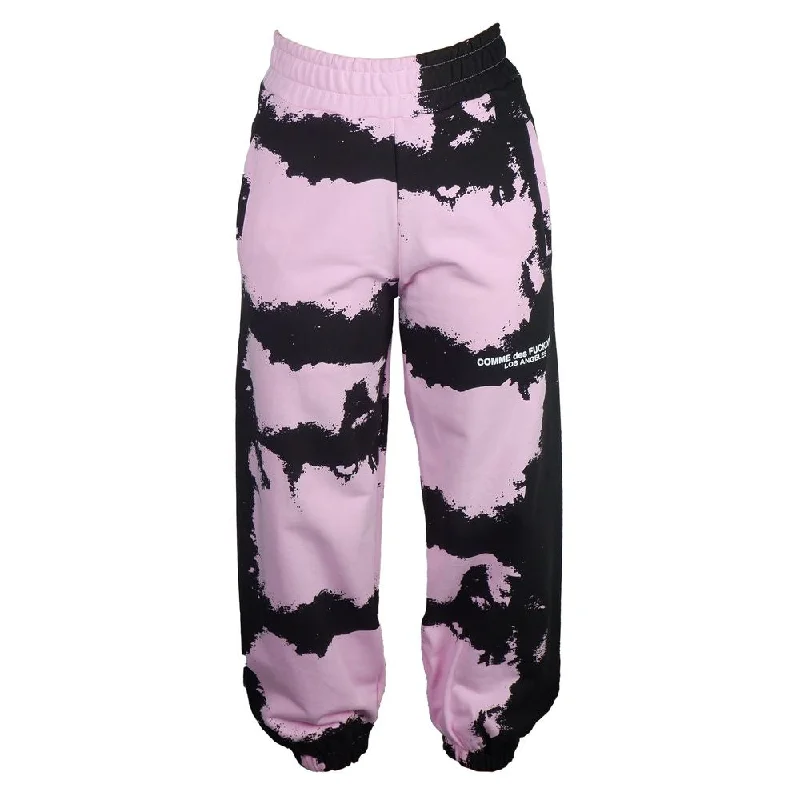 Chic Pink Print Cotton Track Pants