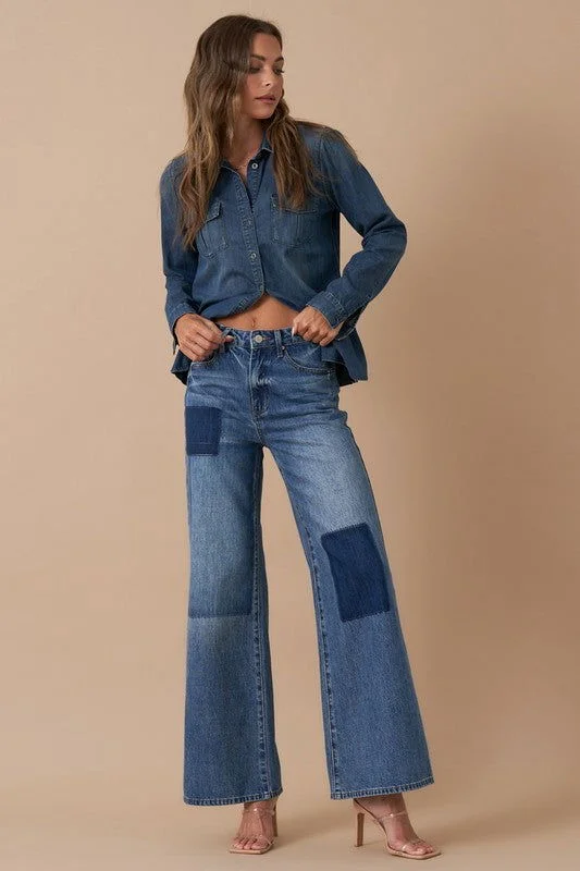 Insane Gene Relaxed Wide Leg Patchwork Jeans