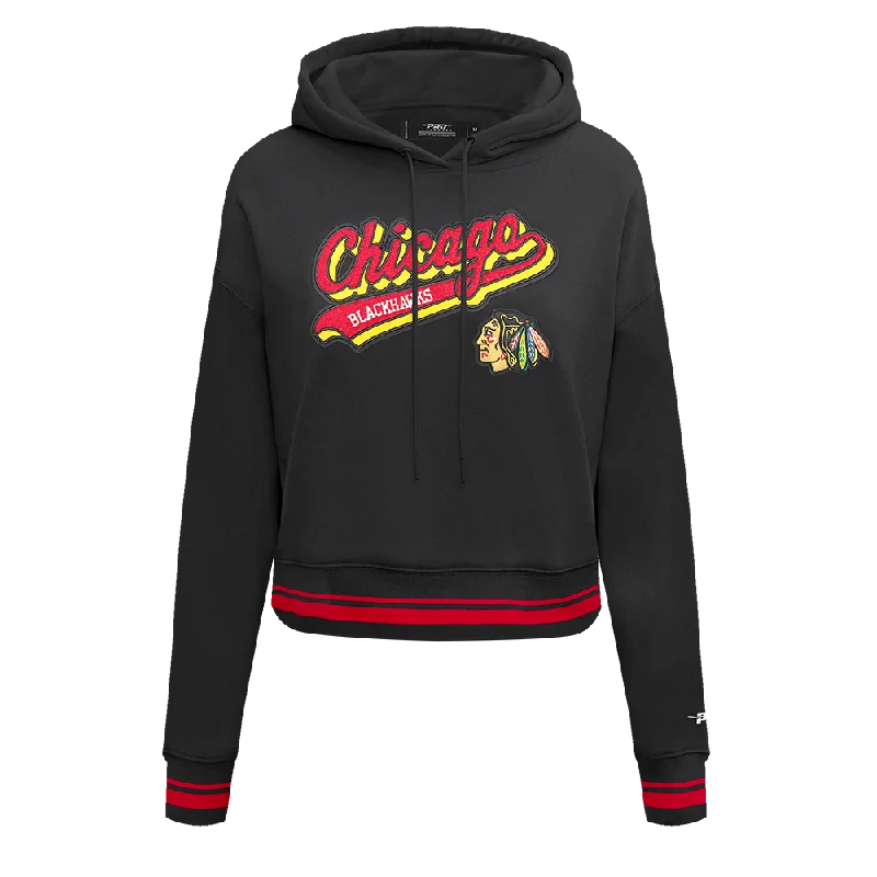 SUDADERA CON GORRO NHL CHICAGO BLACKHAWKS SCRIPT TAIL PARA MUJER Basic Hoodie Sweatshirt Look