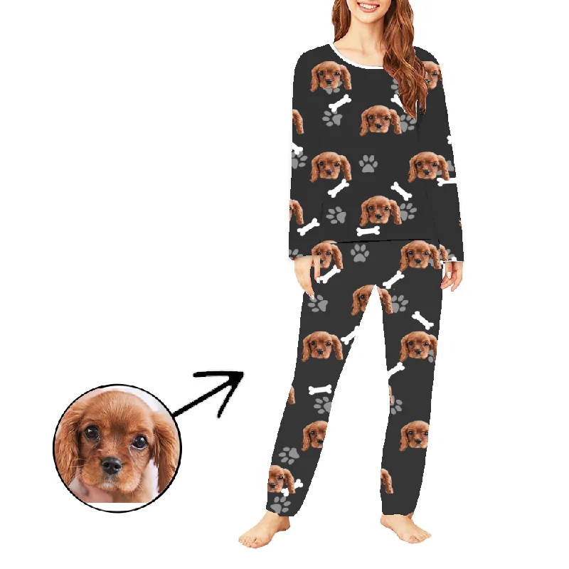 Custom Christmas Day Gifts Photo Pajamas Dog Paw Footprint Long Sleeve Breathable pajama sets