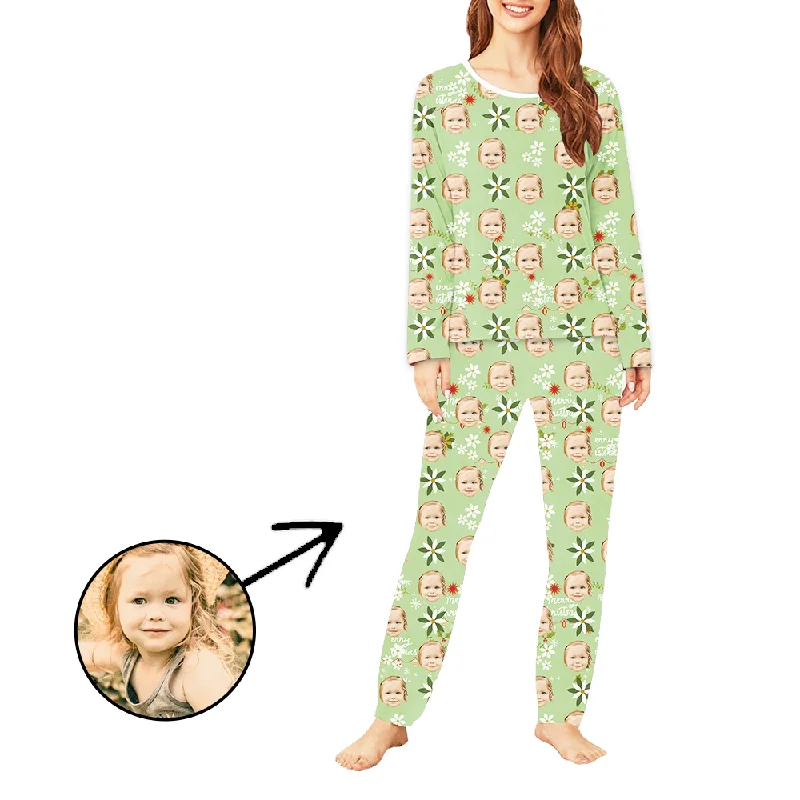 Custom Women's Photo Pajamas Beauty Flowers Long Sleeve Victoria’s Secret pajama sets