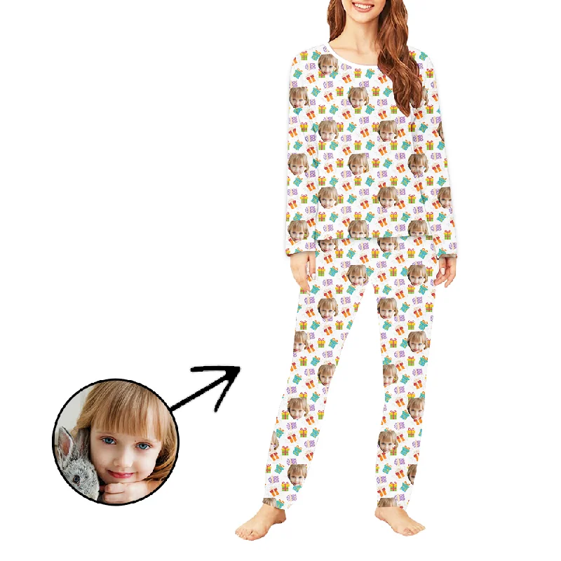 Custom Women's Photo Pajamas Christmas Gifts Long Sleeve Nursing pajama sets