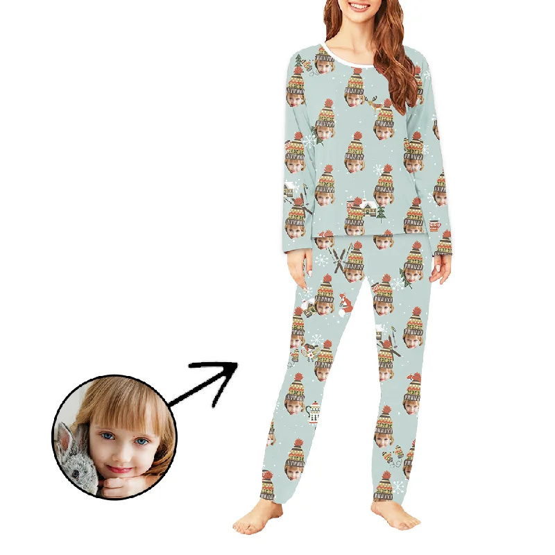 Custom Women's Photo Pajamas Happy Family Long Sleeve Sleeveless pajama sets