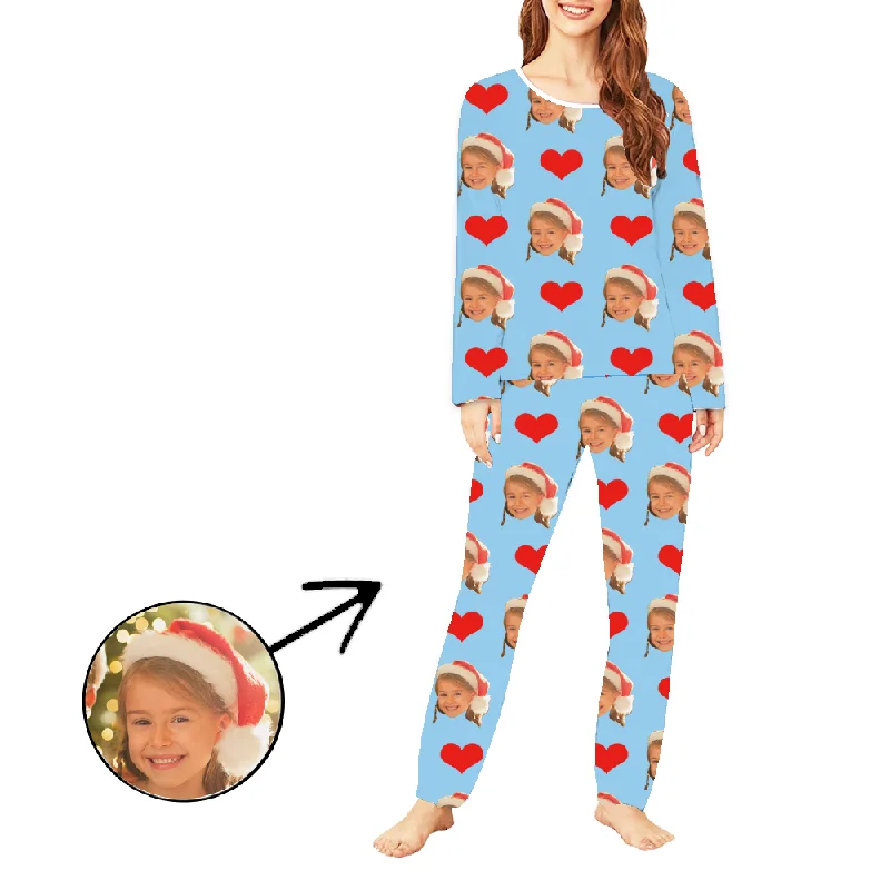 Custom Photo Pajamas For Women Heart I Love My Baby Long Sleeve Trendy pajama sets for women