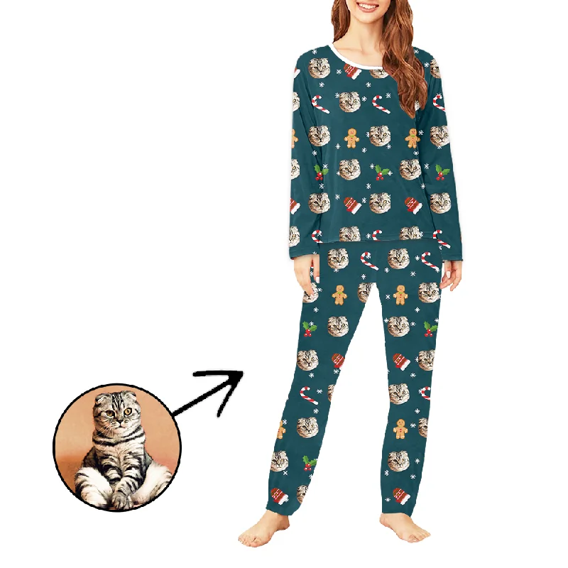 Custom Women's Photo Pajamas I Love Holiday Season Long Sleeve Long sleeve pajama sets