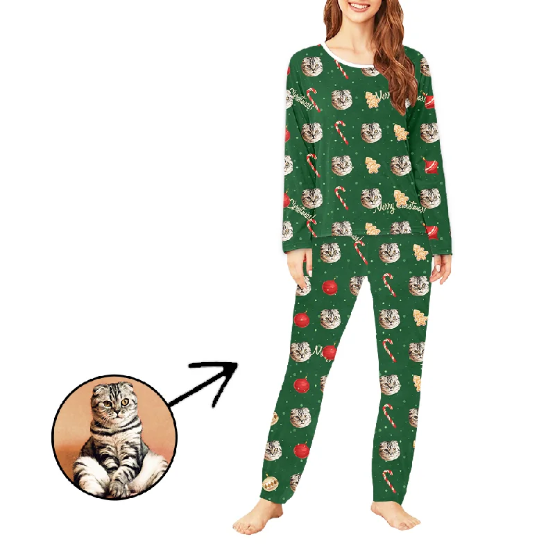 Custom Women's Photo Pajamas Merry Christmas Gift Long Sleeve Boho pajama sets