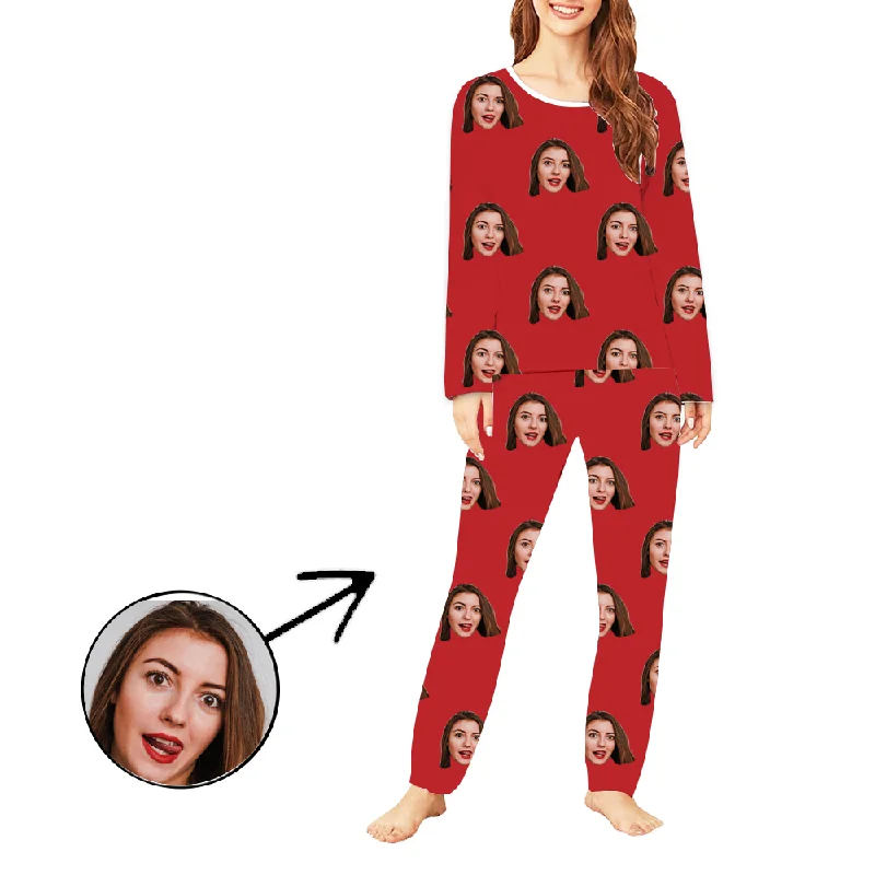 Custom Photo Pajamas For Women My Loved One's Face Long Sleeve Expensive pajama sets