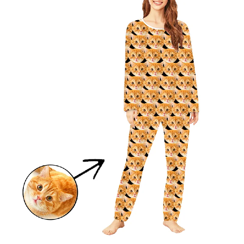 Custom Photo Pajamas For Women Mash Face Long Sleeve Cooling pajama sets