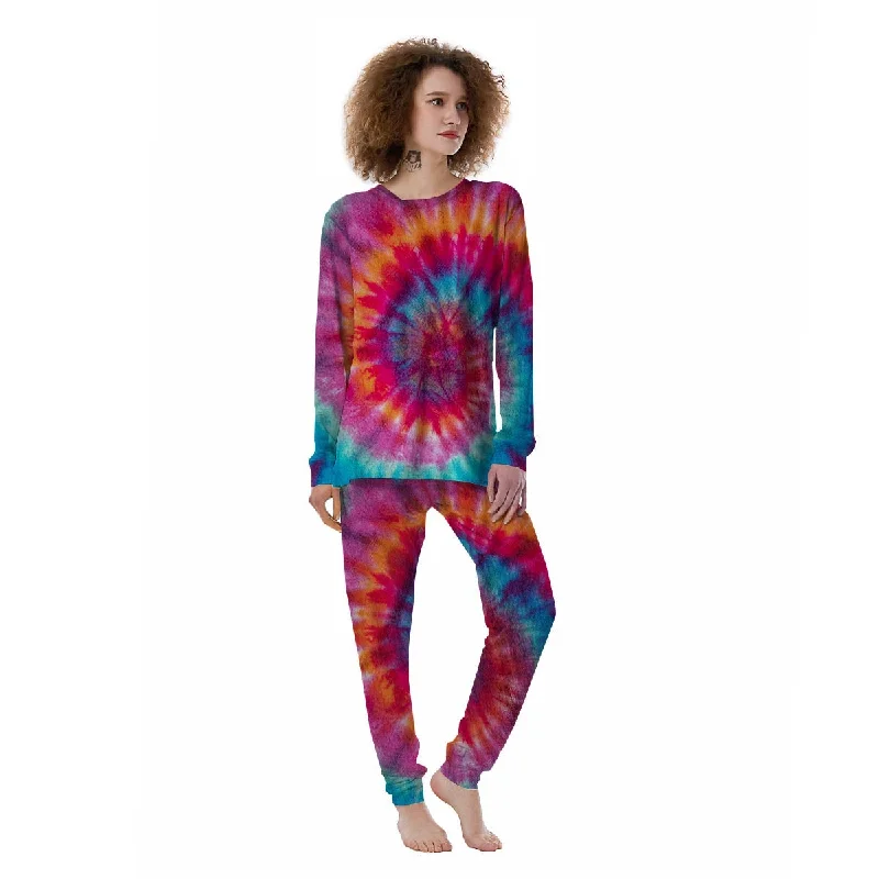 Tie Dye Pattern Print Women's Pajamas Satin pajama sets