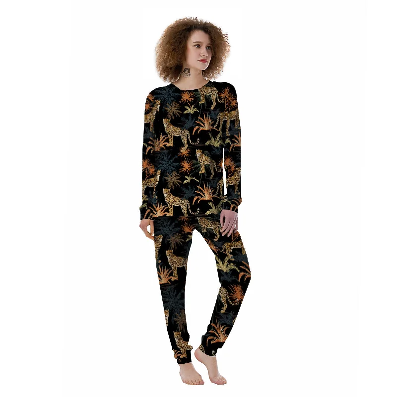 Tiger Watercolor Print Pattern Women's Pajamas Pajama sets with pockets