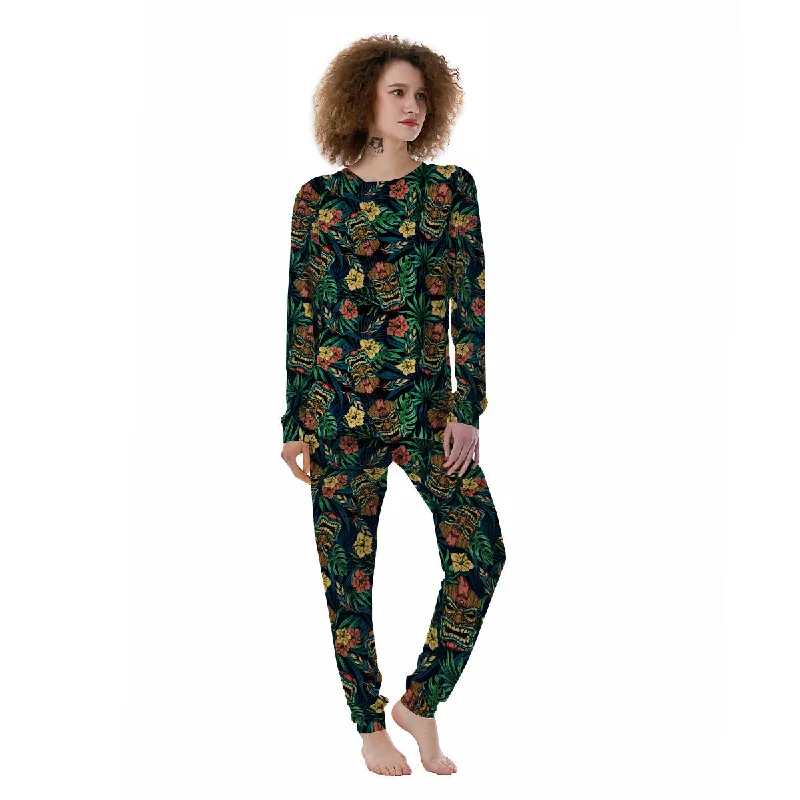 Tiki Tropical Print Pattern Women's Pajamas Best pajama sets for girls' night