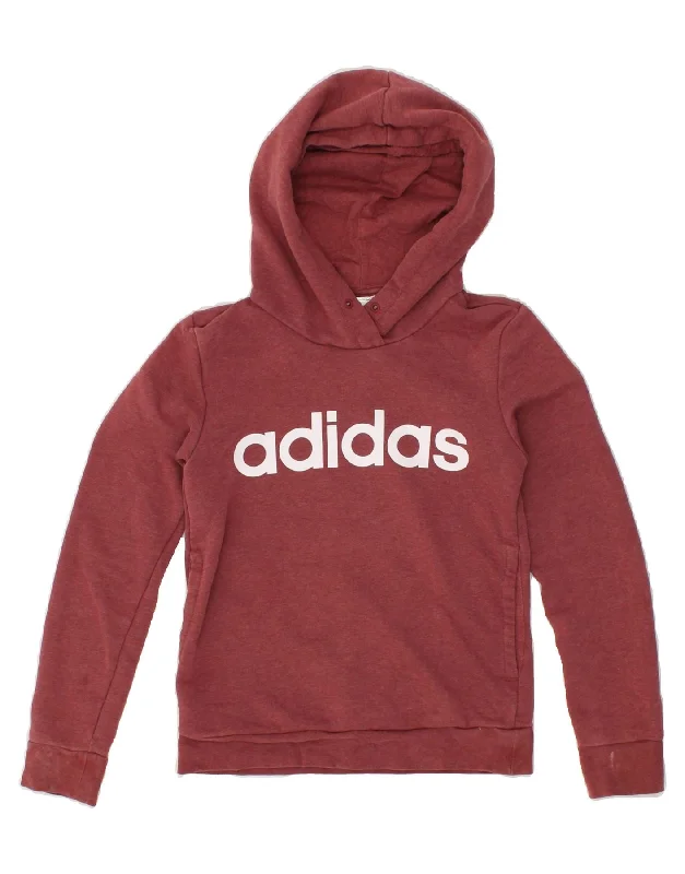 ADIDAS Womens Graphic Hoodie Jumper UK 0/2 2XS Red Cotton Fashionable sweaters