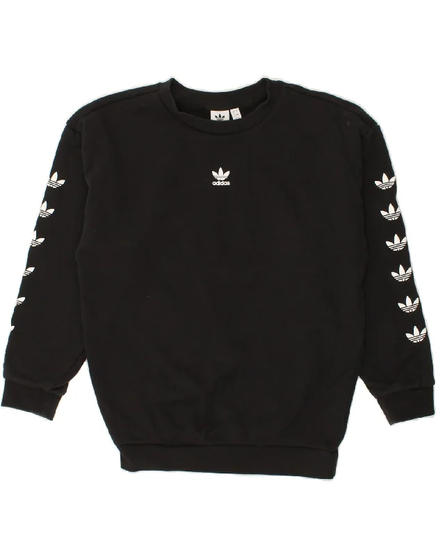 ADIDAS Womens Oversized Graphic Sweatshirt Jumper UK 8 Small Black Cotton Acrylic sweaters