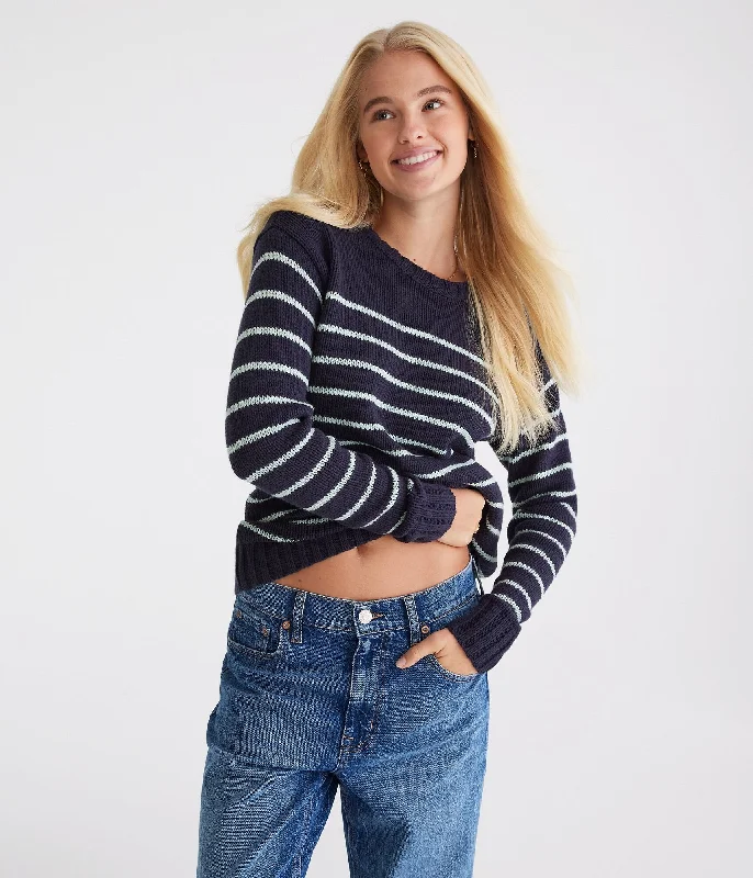 Aeropostale Striped Oversized Crew Sweater Anti-pilling sweaters