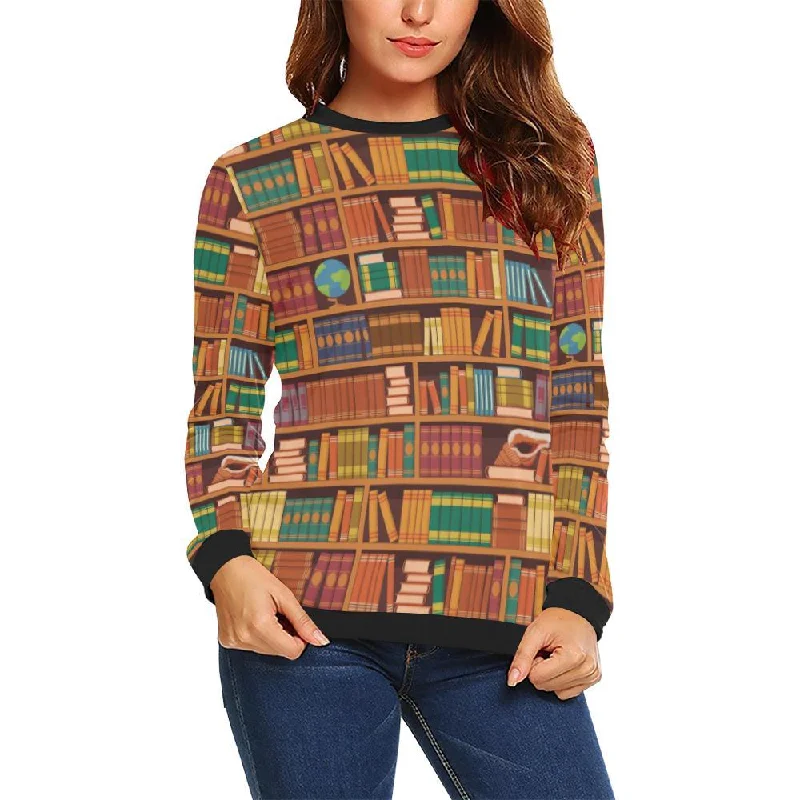 Book Lover Library Librarian Print Pattern Women Crewneck Sweatshirt Nike sweaters