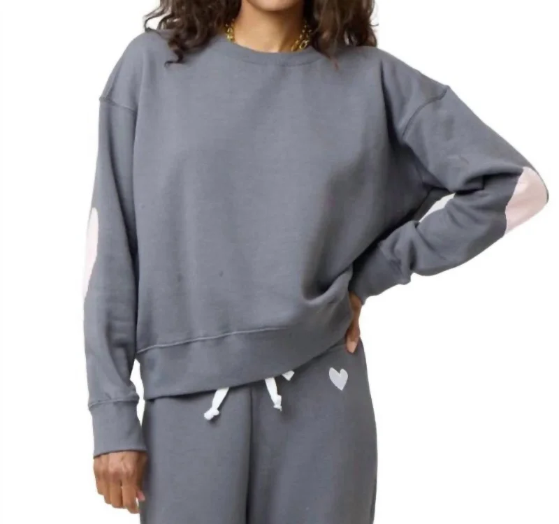 Boyfriend Heart Patchwork Sweatshirt In Faded Carbon Silk-blend sweaters