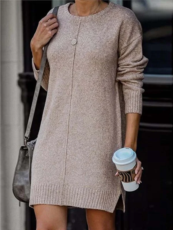 Casual Solid Crew Neck Dresses Best sweaters for casual wear