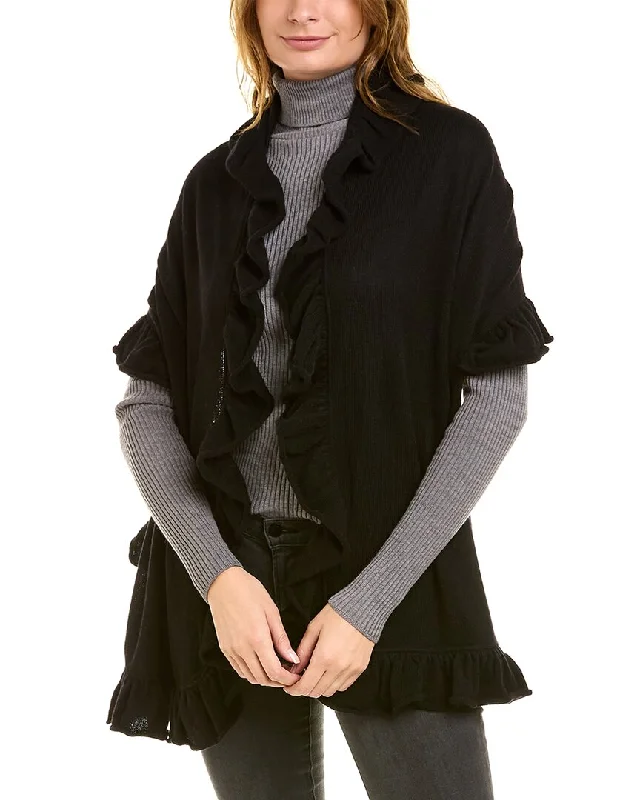 Forte Cashmere Ruffle Cashmere Wrap Cropped sweaters