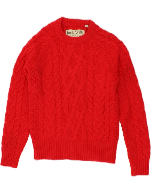 JACK WILLS Womens Crew Neck Jumper Sweater UK 10 Small Red Lambswool Date night sweaters