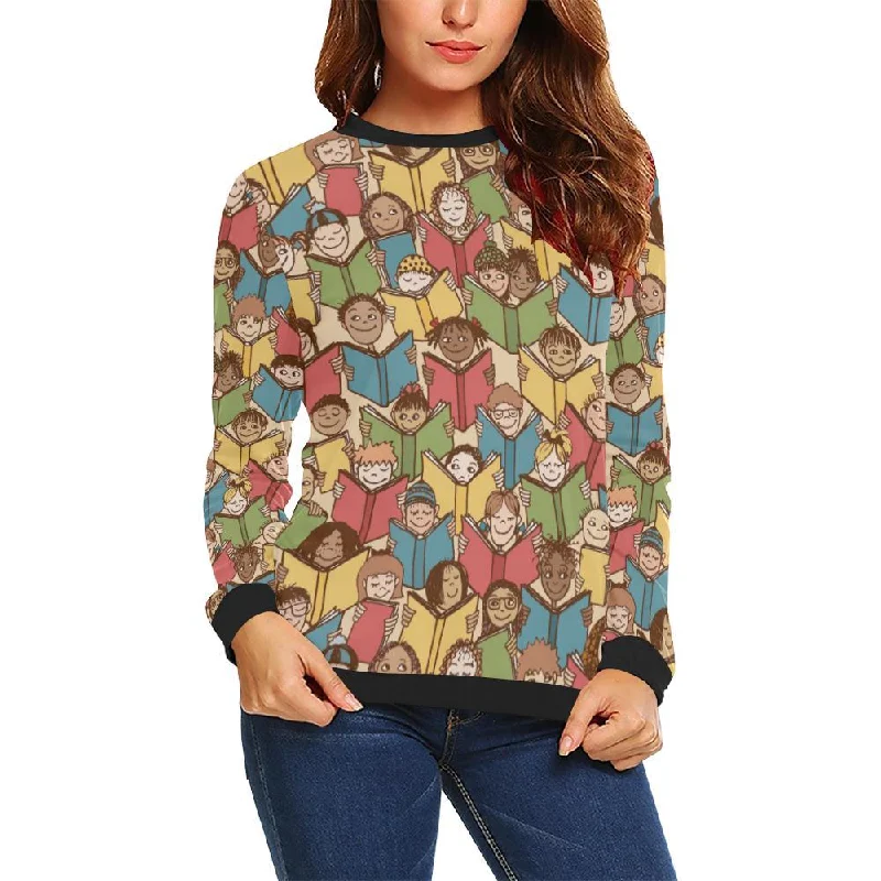 Librarian Library Book Lover Pattern Print Women Crewneck Sweatshirt Classic sweaters