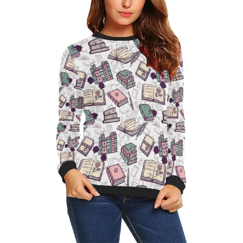 Library Librarian Book Lover Pattern Print Women Crewneck Sweatshirt Office sweaters