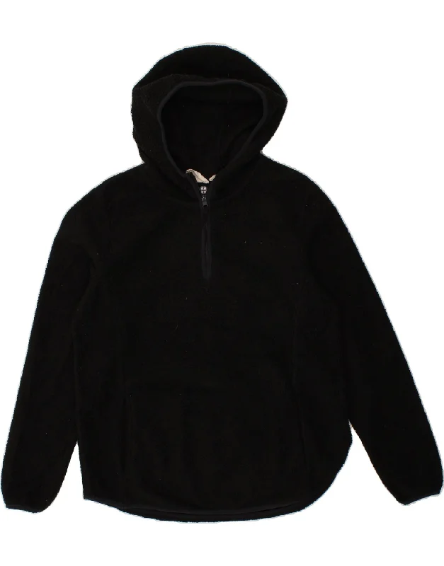 MOUNTAIN WAREHOUSE Womens Hooded Zip Neck Fleece Jumper UK 16 Large Black Wrinkle-resistant sweaters