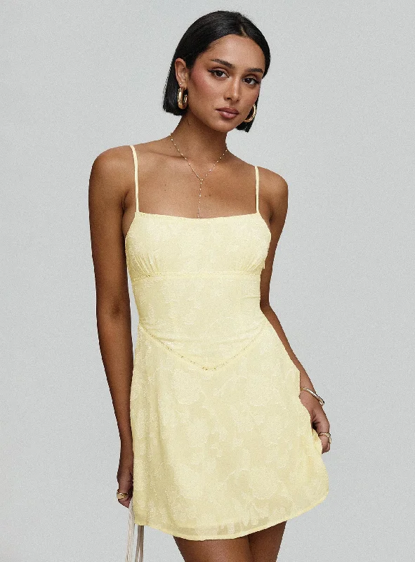 South Of France Mini Dress Yellow Discounted mini dresses