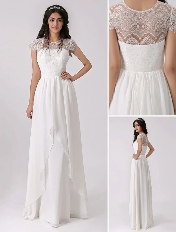 Destination Wedding Dress With Eyelash Lace Bodice Vintage Style Dress