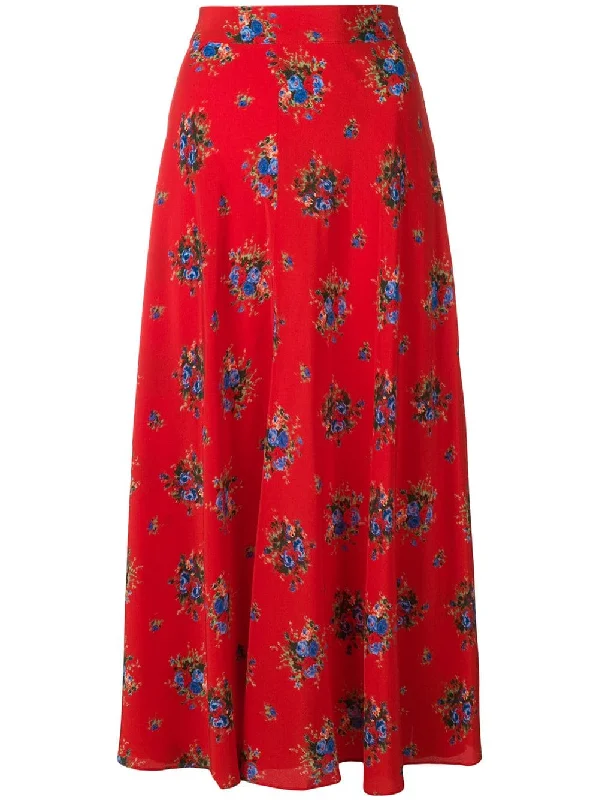 floral mid-calf skirt Side-tie unclassified skirts