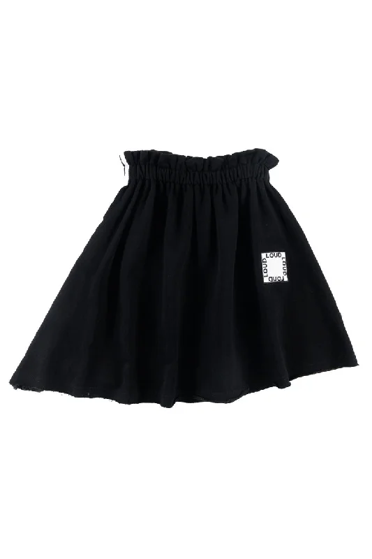 LOUD BLACK/WHITE TRIM GATHERED WAIST SKIRT Fashionable unclassified skirts