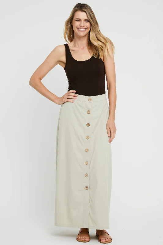 Woven Button Skirt - Bone Satin unclassified skirts