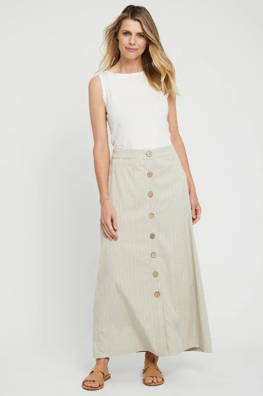 Woven Button Skirt - Organic Pinstripe Knitted unclassified skirts