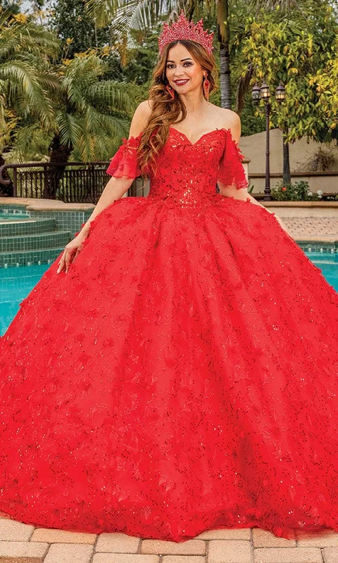 Dancing Queen 1849 - Glittered Off Shoulder Ballgown Ruffled party dresses