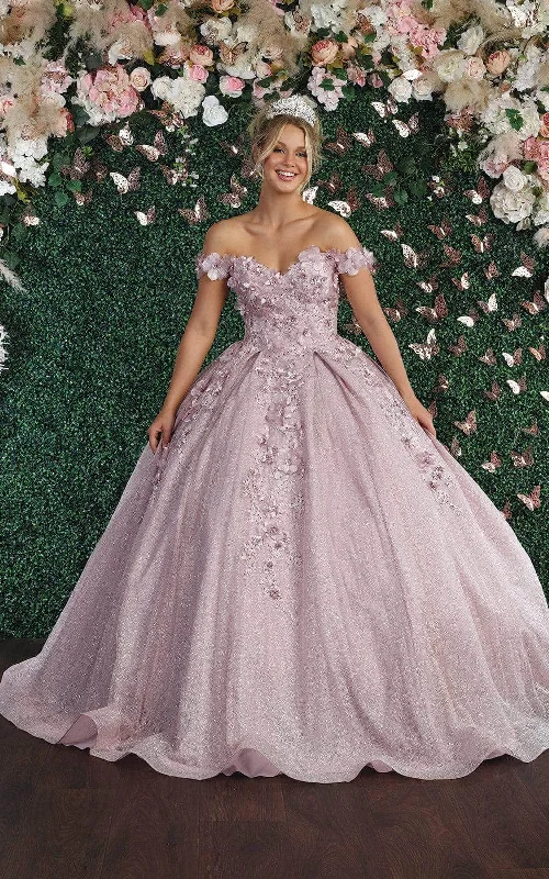 May Queen LK154 - Off Shoulder Floral Ballgown Preppy party dresses