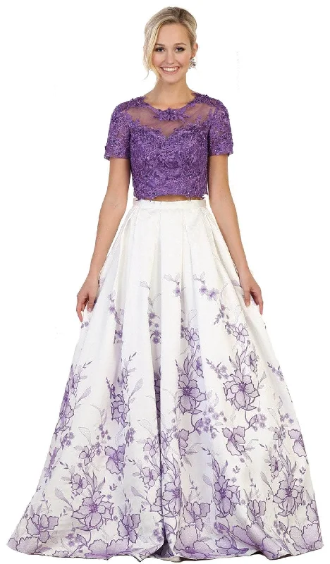 May Queen RQ7535 - Two Piece Floral Evening Gown Girls' party dresses