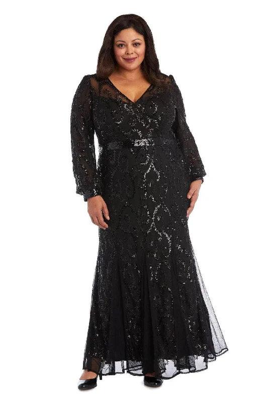 R&M Richards 5649W - V-Neck Swirl Sequin Evening Gown Revolve party dresses