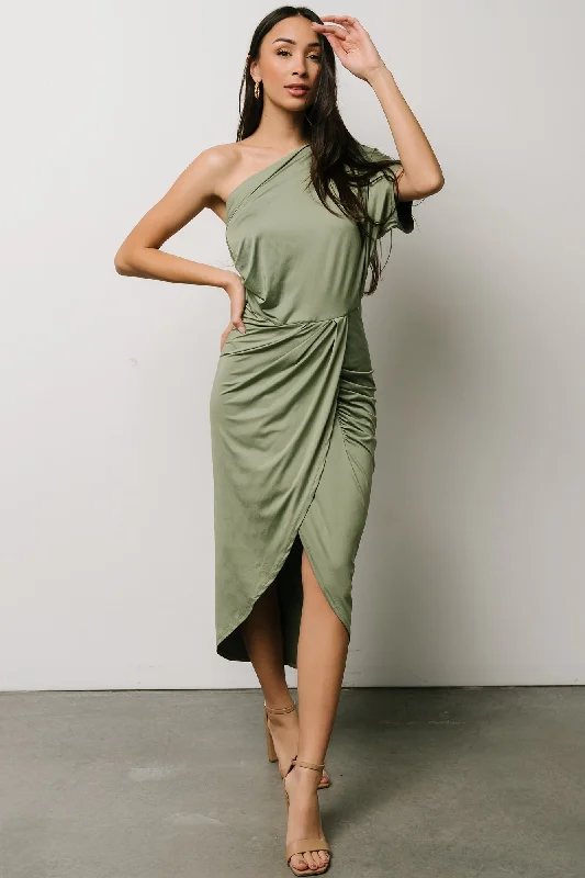 Addison Midi Dress | Dusty Sage Leather midi dresses