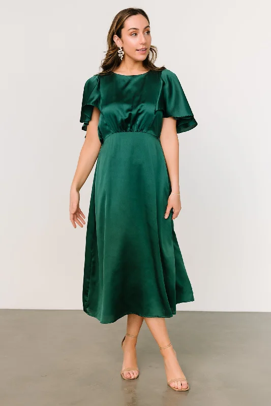 Cinta Satin Midi Dress | Emerald Zara midi dresses