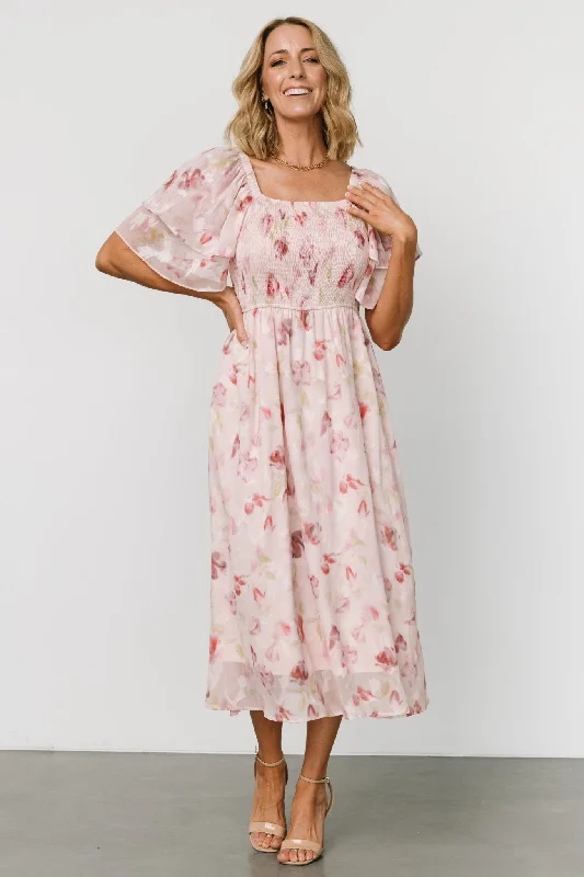 Flora Midi Dress | Blush Print Fashion Nova midi dresses