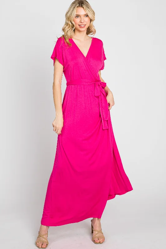 Fuchsia Basic Wrap Maxi Dress Chic maxi dresses