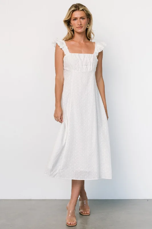 Kiara Eyelet Midi Dress | Off White Flowy midi dresses