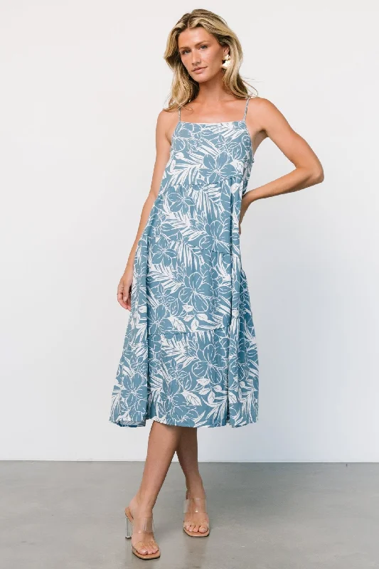 Sonora Midi Dress | Dusty Blue Print Sequin midi dresses